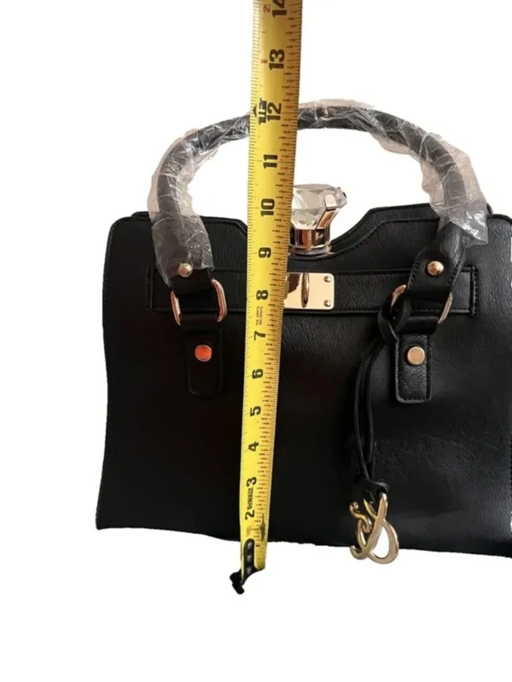 Amy & Joey Black Bling Rhinestone Satchel Purse Crystal Clasp New with tags